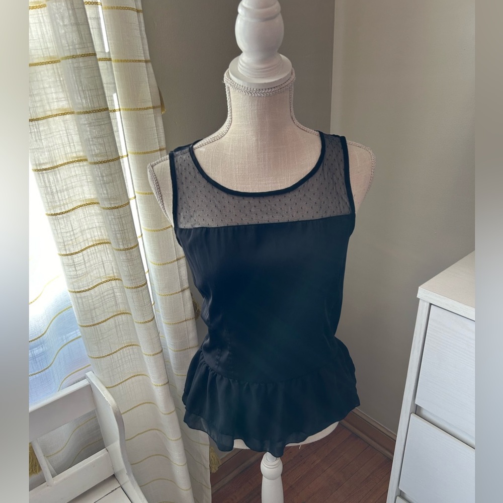 Women’s Medium Black Satin Peplum Tanktop